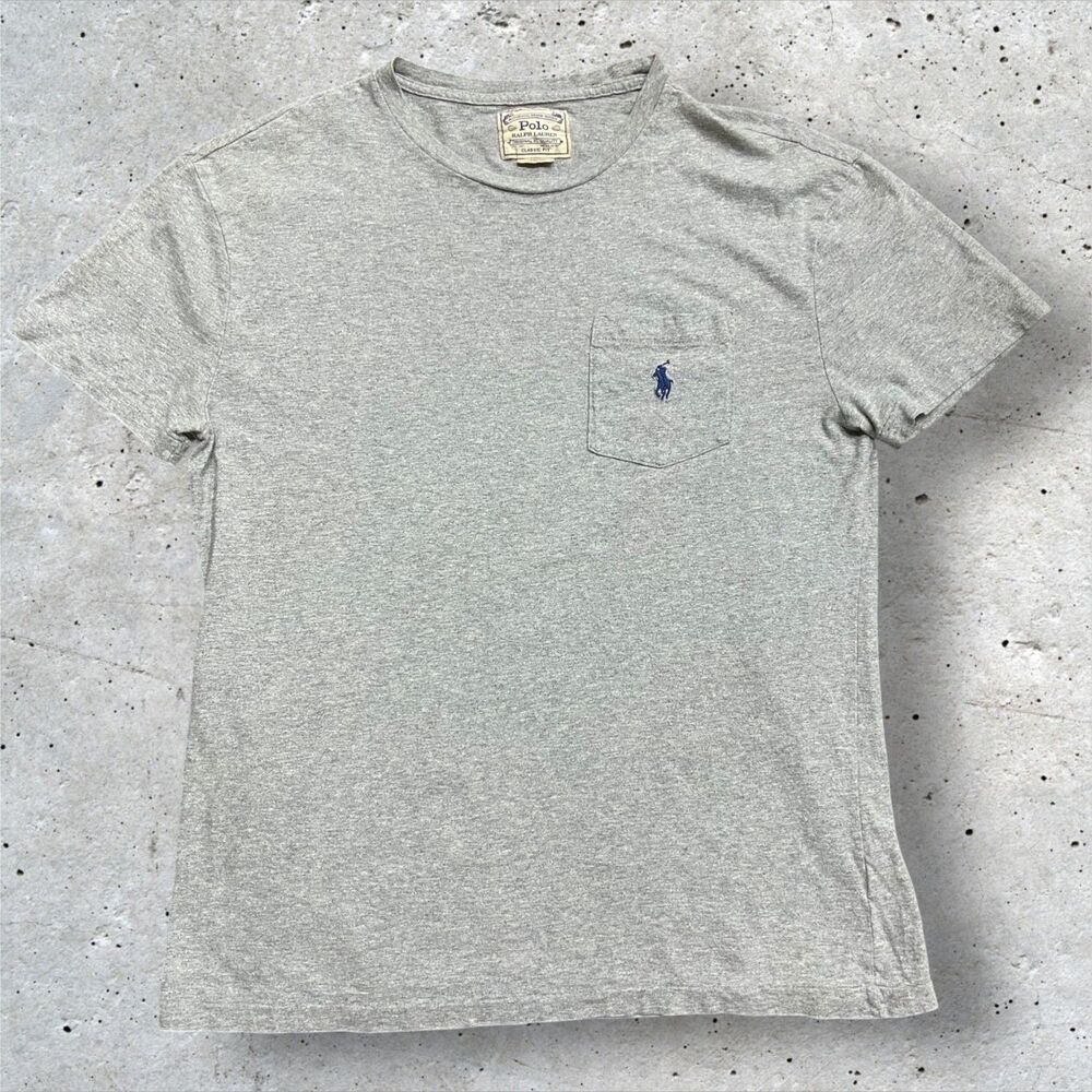 Polo Ralph Lauren Classic Fit Basic Gray Cotton Pocket Tee Men's Size Small